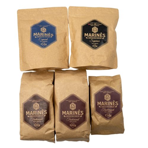 Café tradicional, torra média, moído 100% arábica - Marinês - 500g