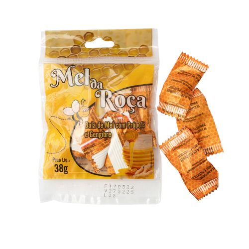 Balas de mel com própolis e gengibre – Mel da Roça - 100 pacotes com  de 10 balas de 38g cada (total 3,8kg)