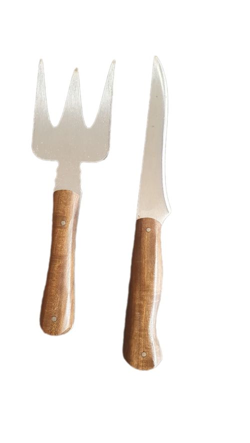 Kit de servir Faca + Garfo artesanal - Aço Inox 420 - Faca Mineira