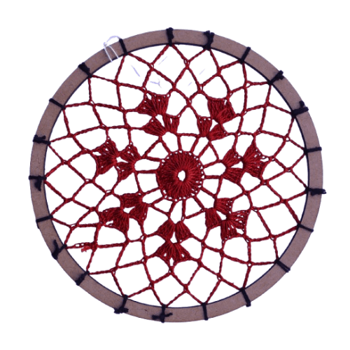 Mandala em Crochê com aro em MDF na cor terracota - Modo Crochê - 1 peça.