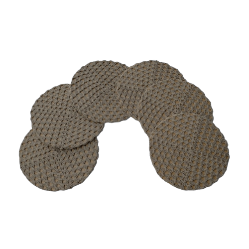 Jogo Sousplat em Crochê com base em MDF cor café com Leite - Modo Crochê - 6 peças.