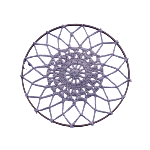 Mandala em Crochê com aro em MDF na cor cru - Modo Crochê - 1 peça.