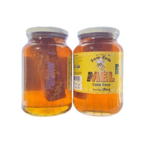 Mel puro pote de vidro com Favo -  Apiário Zum Zum - 780 g