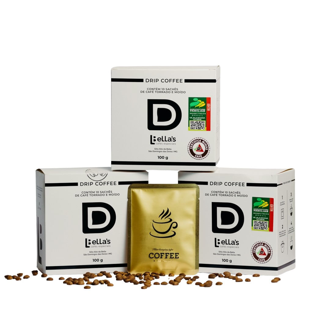 Kit com 4 caixas de drip coffee com 10 sachês de 10 gramas cada sachê, lotes diferentes- Bella's Cafés Especiais - imagem 1