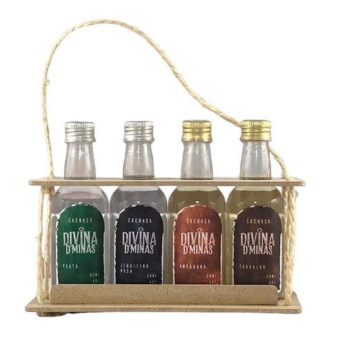 Kit Degustação - Cachaça Divina  d'Minas - 4 unidades de 50ml