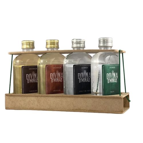 Kit  Bolso -  Cachaça Divina d'Minas -  Kit com  4 garrafas de 200ml