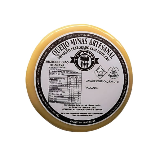 Queijo Minas Artesanal de Araxá  Maturado- Queijaria 3 Irmãos - 400 g