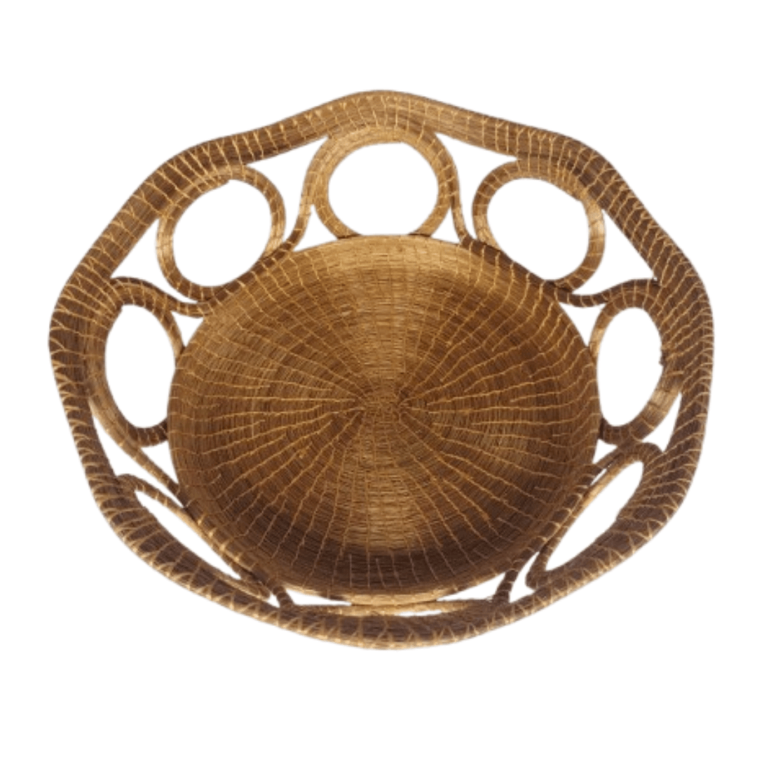 Fruteira vazada em capim dourado - Ateliê das Flores - 31 x 11cm - imagem 1