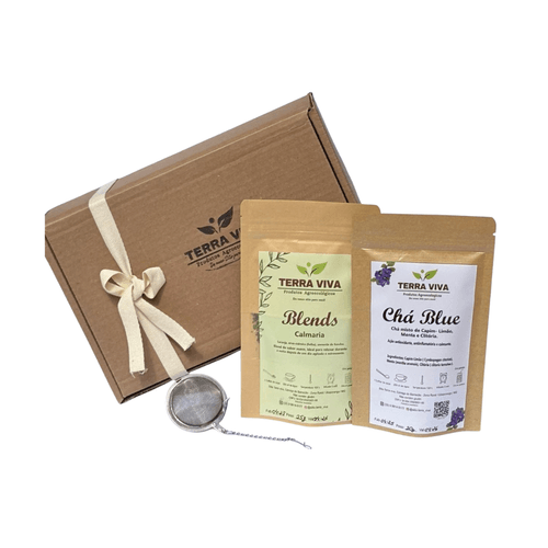 Kit  Momento do Chá na caixa - Terra Viva -   Unidade (Chá blue-20g; Blend Calmaria-25g e Infusor em inox)