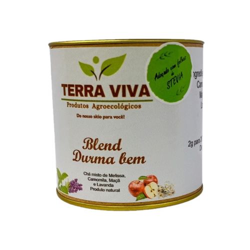 Blend Durma Bem (Chá de Melissa, Camomila, Maçã e Lavanda) Adoçado com Folhas de Stévia - Terra Viva -Unidade de  40g