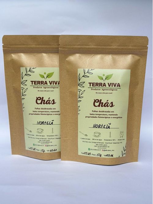 Kit Duplo  Chá de Hortelã  - Terra Viva - 2 Unidades de 15g