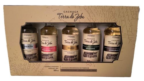 Kit Cachaça Artesanal  5 sabores - Terra do Zebu -   5 Unidades de 50 ml cada
