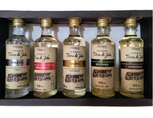 Kit Cachaça Artesanal  5 sabores - Terra do Zebu -   5 Unidades de 50 ml cada