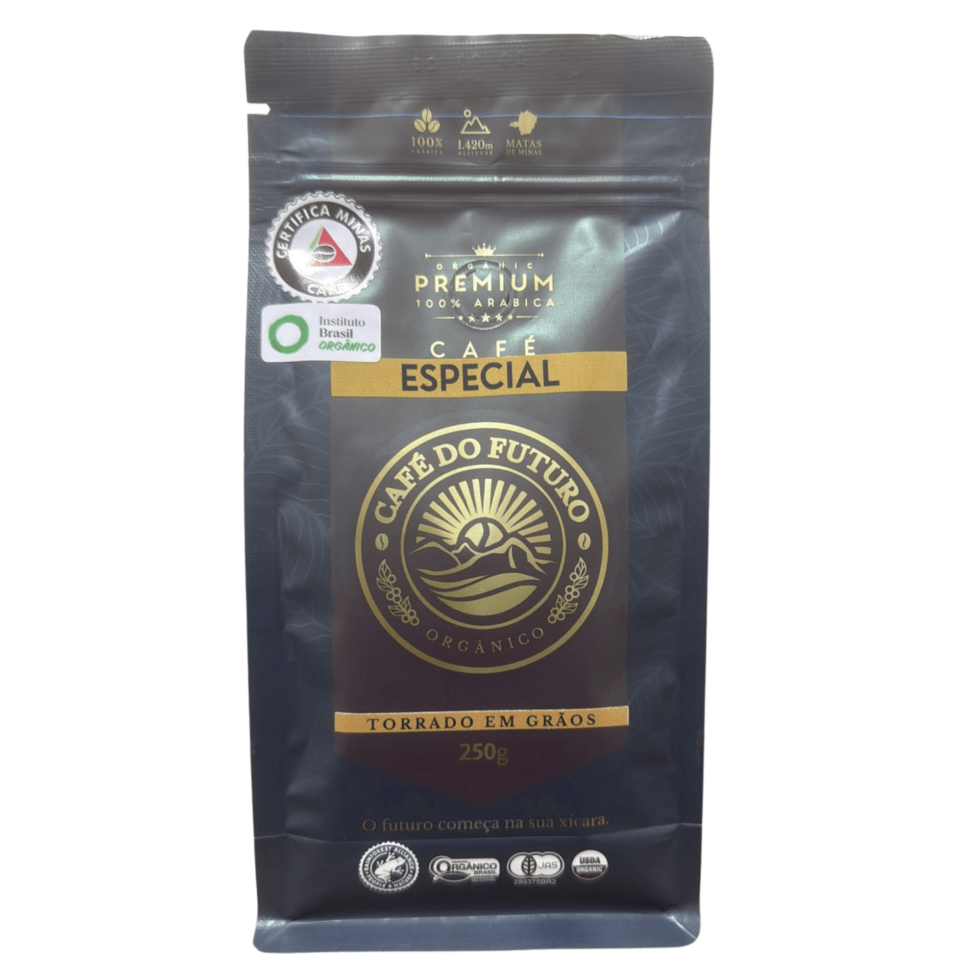 Café Especial Orgânico Torrado em Grãos - Torra Média - Café do Futuro - 250g - imagem 1